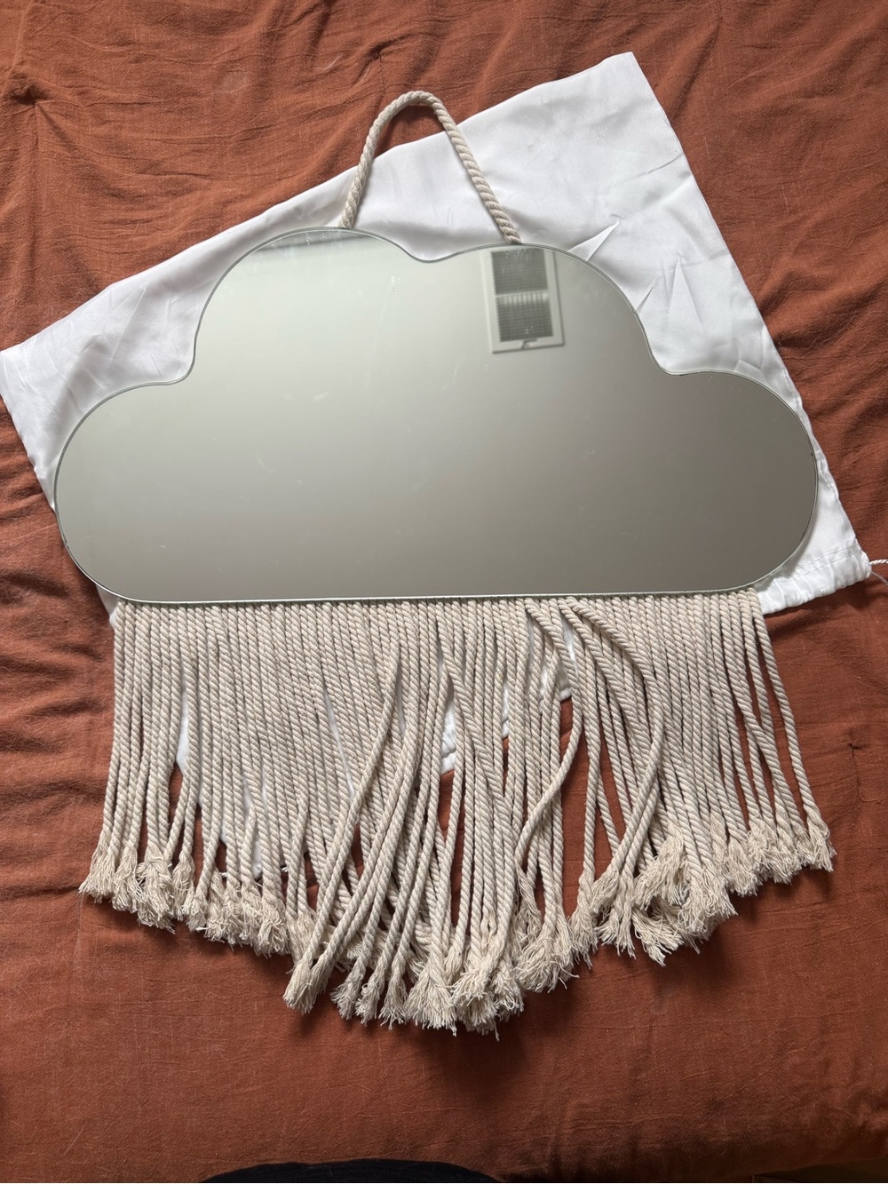 Crate&Barrel Cloud Mirror with Cream Macramé Fringe